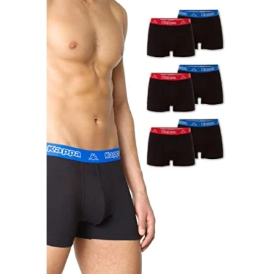 Afbeelding van Kappa Vinesta Retro Pants Set van 6 strakke boxershorts voor mannen, 19 3911 Deep Black, XXL, zwart (deep black), XXL