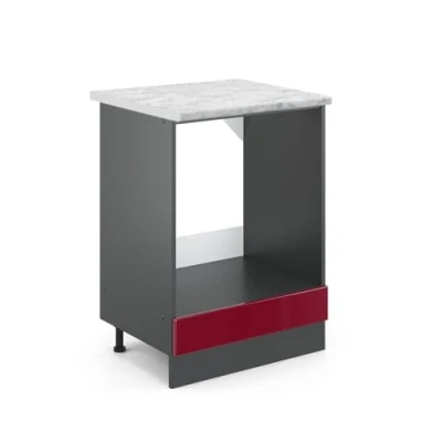 Afbeelding van Vicco Ovenombouwkast R Line, Bordeauxrode hoogglans/Antraciet, 60 cm WB Marmer