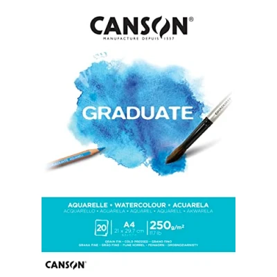 Afbeelding van Aquarelblok Canson Graduate A4 250gr 20vel