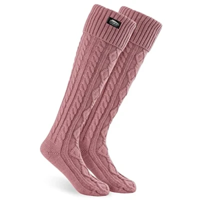 Afbeelding van CityComfort Hoge damessokken, kniekousen, gebreide Roze