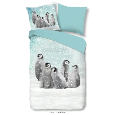 Afbeelding van Good Morning Kinderdekbedovertrek &quot;pinguins&quot; Blauw (135x200 cm) Katoen Flanel