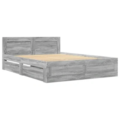 Afbeelding van vidaXL Bedframe met hoofdeinde grijs sonoma eiken 120x190 cm