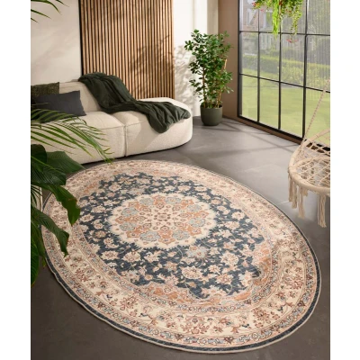 Afbeelding van Buitenkleed Ovaal Vintage Valenca Nova Goud/blauw 80x150 Cm