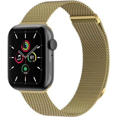 Afbeelding van imoshion Milanees magnetisch bandje voor de Apple Watch Series 1 t/m 9 / SE (38/40/41 mm) 10 (42 Maat S Goud