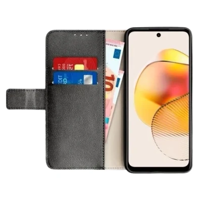 Image de Just in Case Cuir Pu Book Coque Noir Motorola Moto G73