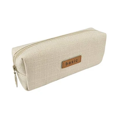 Afbeelding van iSuperb Schooletui, kleine zak, potlood, effen, voor meisjes, jongens, potloodhouder (beige)