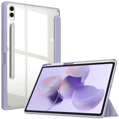 Afbeelding van Fintie Hybride hoes voor Samsung Galaxy Tab S10+ Plus/S9+ Plus 12,4 inch tablet met penhouder, schokbestendige beschermhoes transparante harde achterkant in pastelpaars