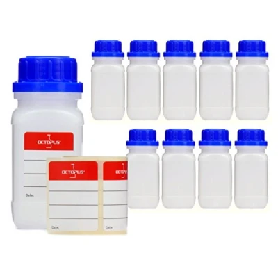 Afbeelding van 10 stuks 100 ml brede hals flessen met schroefsluiting, chemicaliënflessen, laboratoriumflessen deksel als opbergcontainer voor laboratorium, keuken of hobby