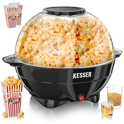 Afbeelding van KESSER® Popcornmachine 800 W Popcorn Maker 5,5 liter met deksel antiaanbaklaag en serveerschaal incl. afneembaar verwarmingsoppervlak popcornbeker