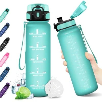 Afbeelding van KollyKolla Sportfles met tijdsaanduiding, BPA vrij, waterfles voor school, sport, hardlopen, reizen, sportschool
