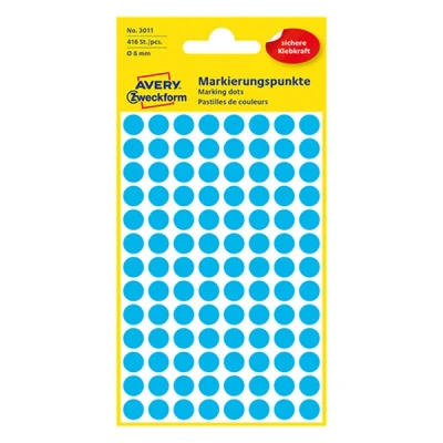 Image de Etiquette Avery Zweckform 3011 rond 8mm bleu 416 pcs