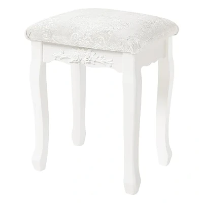 Afbeelding van WOLTU MB6015cm barokke dressoir, MDF make up kruk met zachte zitting, crèmewit