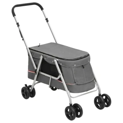 Afbeelding van vidaXL Hondenwagen inklapbaar 100x49x96 cm linnenstof grijs