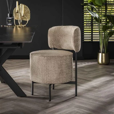Afbeelding van Hoyz Collection Stoel Cocktail Draaibaar 2 Stuks Boucle Zandkleur