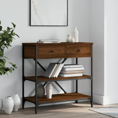 Afbeelding van Wandtafel 75x34,5x75 cm bewerkt hout bruin eikenkleur