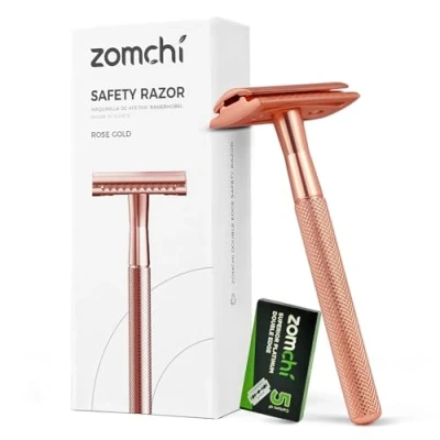 Afbeelding van ZOMCHI veiligheidsscheerapparaat voor dames, dubbele rand, met 5 messen, scheerapparaat dames delicate doos, geschikt alle scheermesjes