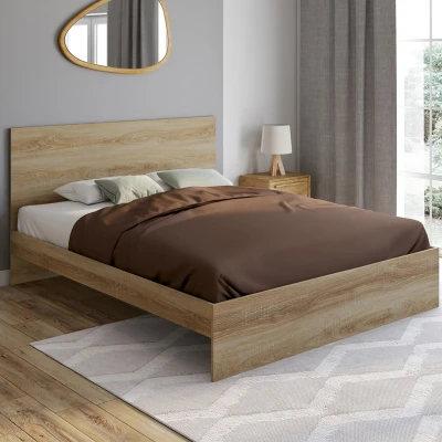 Afbeelding van lit double OMAHA avec tête de et sommier 160 x 200 cm hêtre