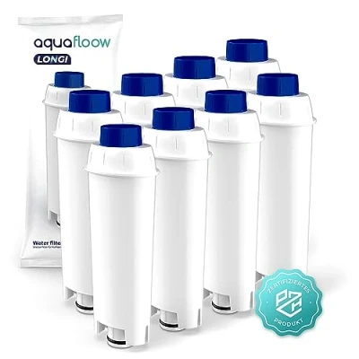 Afbeelding van Aquafloow LONGI 8 x waterfilters voor reservekoffiezetapparaat DeLonghi DLSC002, SER3017 &amp; 5513292811, compatibel met ECAM ESAM ETAM serie, onderhoud en bescherming koffiezetapparaat