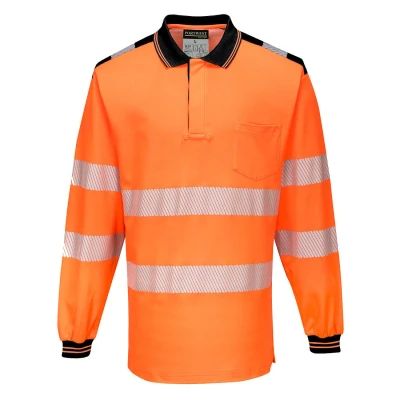 Afbeelding van PW3 Hi Vis Poloshirt Langemouw maat 5XL, OrBk