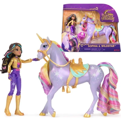 Afbeelding van Unicorn Academy Pop Sophia &amp; Eenhoorn Wildstar met 2 rijaccessoires en borstel Speelfigurenset