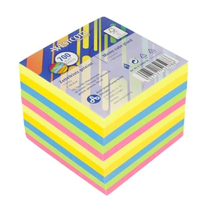 Afbeelding van Westcott E 730907 00 vellen kleurrijke notities gelijmd notitieblok met 9 x cm in 5 kleuren FSC gecertificeerd papier 80 g/m²