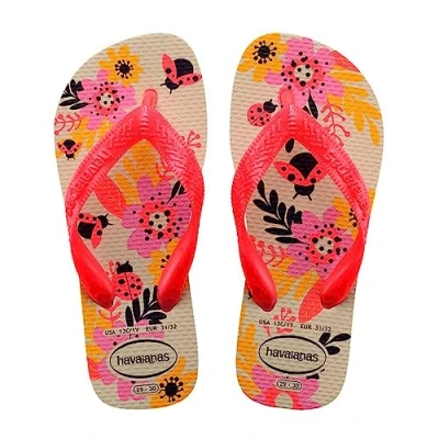 Afbeelding van Havaianas FLIP FLOP KIDS Flores Teenslippers voor kinderen, Maat: 23 24, Beige/neon pink