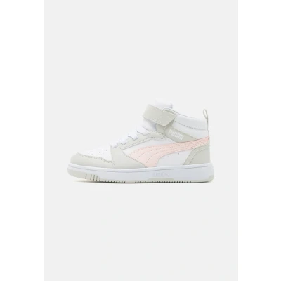 Afbeelding van Puma Rebound V6 MID AC Unisex Sneakers hoog voor kinderen, Maat: 31, White/frosty pink/sedate gray Schoenen