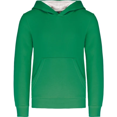 Afbeelding van Kariban Kinder hooded sweater met gecontrasteerde capuchon K453 Light Kelly Green / White