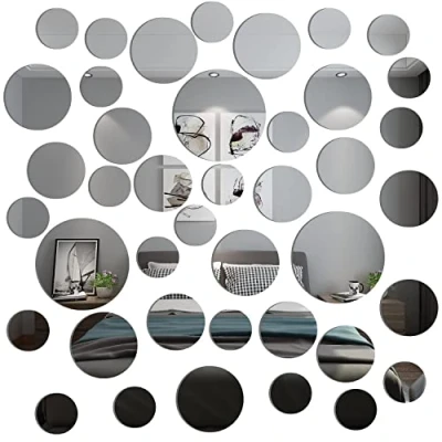 Afbeelding van TAIANJI 40 stuks spiegelstickers, afneembaar, wandspiegel, van acryl, spiegel, decoratief, voor decoratieve scènes