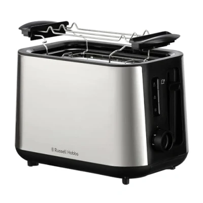 Afbeelding van Russell Hobbs Heaton broodrooster voor 2 sneden (extra grote sleuven, 6 bruiningsniveaus, heffunctie, ontdooifunctie, opwarmen en stoppen, kruimellade, rooster