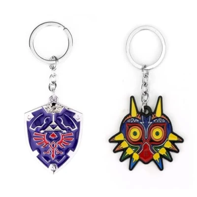 Afbeelding van Yerdos Zelda&#039;s Legend Majora &amp; Hylian Shield sleutelhanger (uniseks, volwassenen, metallic mix, 2 stuks), eenheidsmaat, Blend!