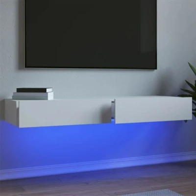 Afbeelding van Tv meubelen 2 st met LED verlichting 60x35x15,5 cm wit