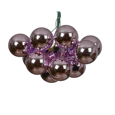 Afbeelding van Kaemingk 12 stuks kerstballen van glasdraad, 2 cm, glanzende clustervorm, kleine decoratieve ballen, kerstdecoratie, lichtpaars