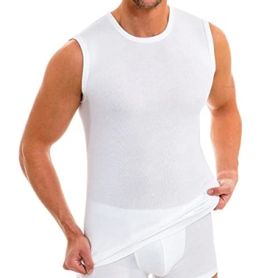 Afbeelding van HERMKO 3040 tanktops voor heren, ronde hals, 100% biologisch katoen, verpakking van 3 stuks, Wit
