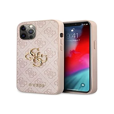 Afbeelding van Roze hoesje van Guess TPU Backcover geschikt voor iPhone 12 Pro 4G Big Metal Logo