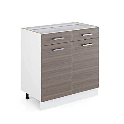 Afbeelding van Vicco Keukenonderkast R Line, Grijs/Wit, 80 cm zonder werkblad