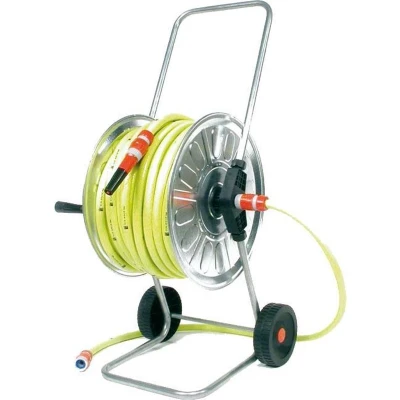 Afbeelding van Talen Tools Haspel Volledig Verzinkt Gemonteerd 50 meter 1/2&quot; met Gele Tuinslang en 3/4&quot; PVC Koppelingen