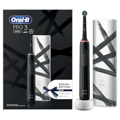 Afbeelding van Oral B Pro 3 3500 Cross Action Zwart met Strepen Case