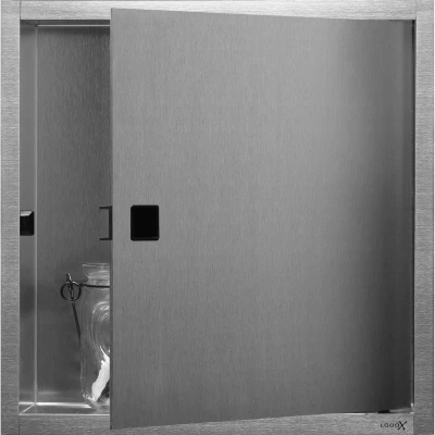 Afbeelding van LoooX Box inbouwnis 30x30x10cm met deur Geborsteld RVS