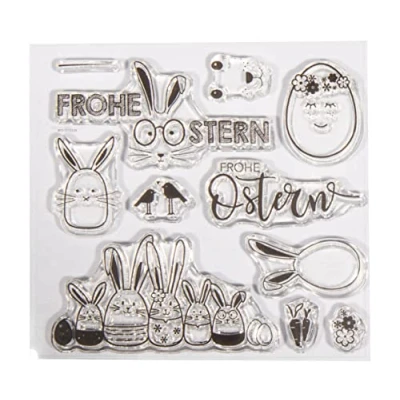 Afbeelding van Rayher Clear Stamps 50273000 &quot;Vrolijk Pasen&quot;, 102,5 x 97 mm, 11 motieven