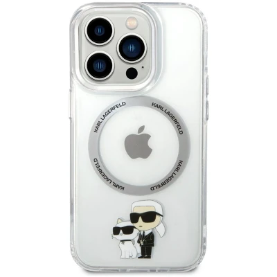 Afbeelding van Karl Lagerfeld iPhone 14 Pro hardcase transparent Iconic Karl&amp;Choupette Magsafe