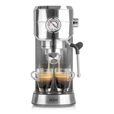 Afbeelding van Beem Espresso Ultimate 02032 Koffiezetapparaat met filterhouder, roestvrij staal, zilverkleurig, 20 bar, afmetingen: 31,2 x 13,9 30,4 cm