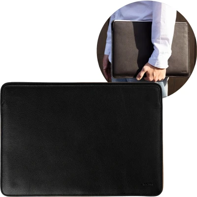 Afbeelding van Accezz Laptop Sleeve Laptophoes geschikt voor 16.2 inch / 16 MacBook Leather Zwart