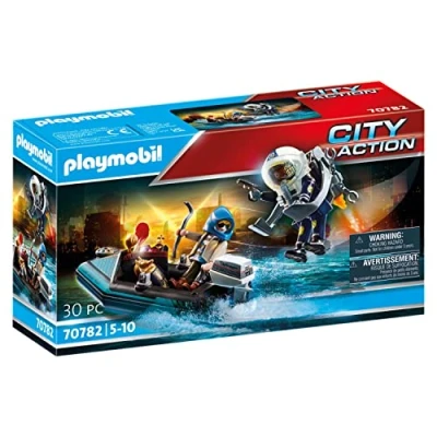 Image de Playmobil City Action 70782 Policier avec réacteur dorsal et canoë