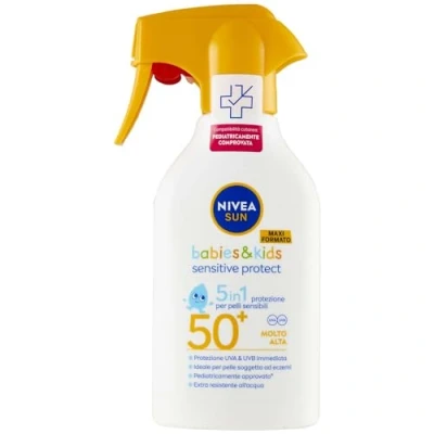 Afbeelding van NIVEA SUN Maxi Kids Sensitive Protect &amp; Play Zonnebrandcrème FP 50+ 270 ml, zonnecrème voor kinderen en baby&#039;s vanaf 6 maanden, in praktische spray