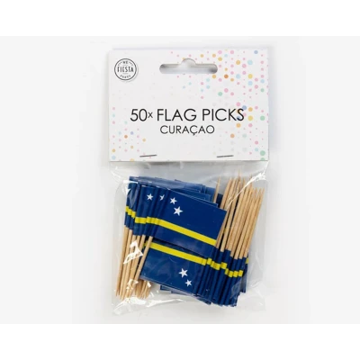 Afbeelding van Prikkers vlag Curacao Blauw Geel 50 stuks