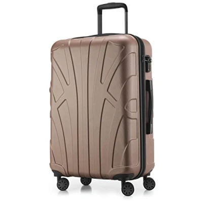 Afbeelding van SUITLINE Koffer met wielen, harde schaal volumeverlenging, TSA vergrendeling, ABS, mat, 4 rubberen dubbele Goud, 66 cm