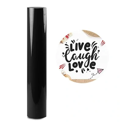 Afbeelding van zelfklevende vinylrol, 30 x 152 cm, zwart, glanzend, herpositioneerbaar, folie voor Cricut en Silhouette Cameo, handwerk woondecoratie