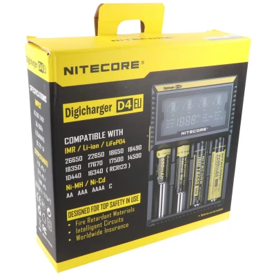 Afbeelding van NiteCore lader Digicharger D4 EU met display voor AAA, AA, C