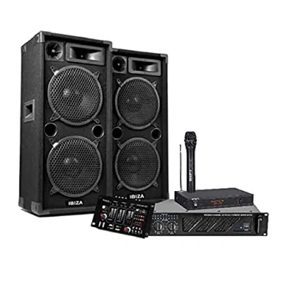 Afbeelding van IBIZA Sound Light Sono Complete 2000 W met versterker, luidspreker, mengtafel, draadloze microfoon + bekabeling, ideaal voor avond, animatie, bruiloft, feestzaal, verjaardag